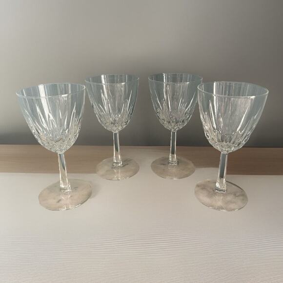(4) Cristal D'Arques Diamant Claret 5 3/4” Wine Glasses France Vintage Clear - Picture 1 of 11